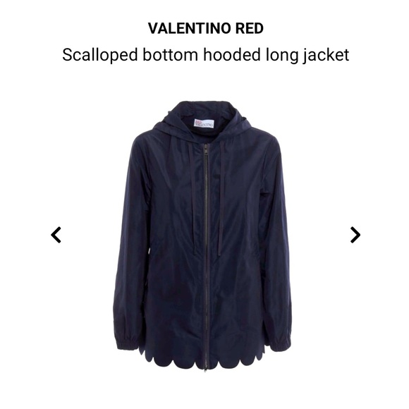 NWOT RED VALENTINO NAVY BLUE SEMI GLOSSY NYLON FLARED SCALLOPED EDGE ZIP JACKET - Picture 1 of 15